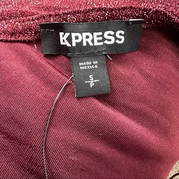 Express Women Burgundy Sparkling Top - Picture 4 of 4